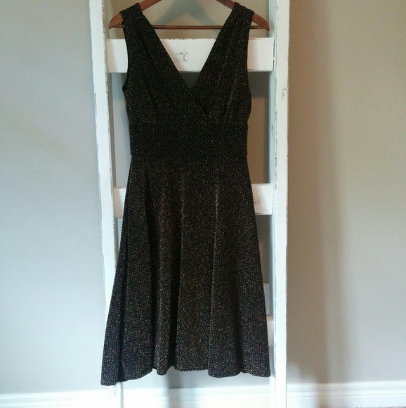 Dressbarn Black & Gold Party Dress, Size 8 - Picture 1 of 6